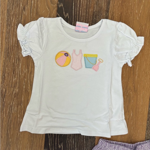 Stitchy Fish Summer in the Sand Applique Ruffle Short Set NWT - Picture 2 of 8